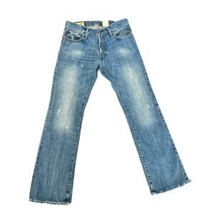 Abercrombie & Fitch BAXTER BUTTON FLY JEANS Men's Sz 31X32 Distressed Blue Denim